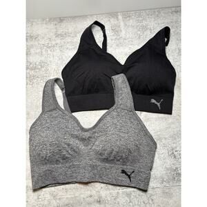 Womens Puma Performance 2 Pack Sports Bras Gray & Black Size M - New No Tags